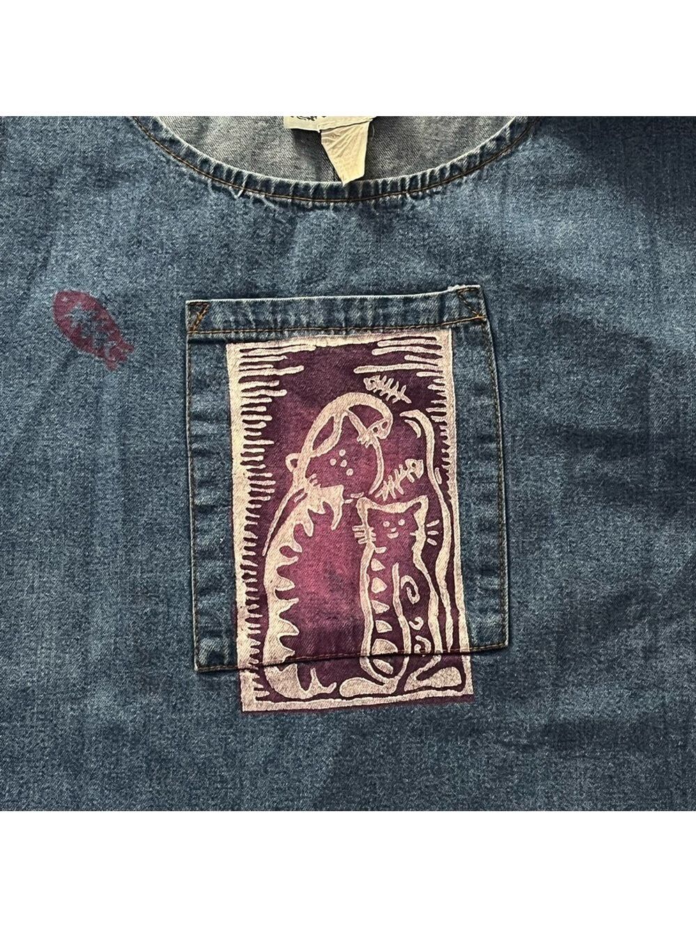 Vintage Rama of USA Cat Denim Maxi Dress Pockets XL - Picture 11 of 12